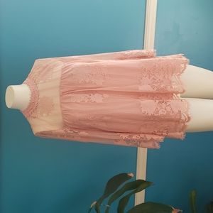 CHANCE OR FATE dusty peach colored lace top overlay with polyester lining